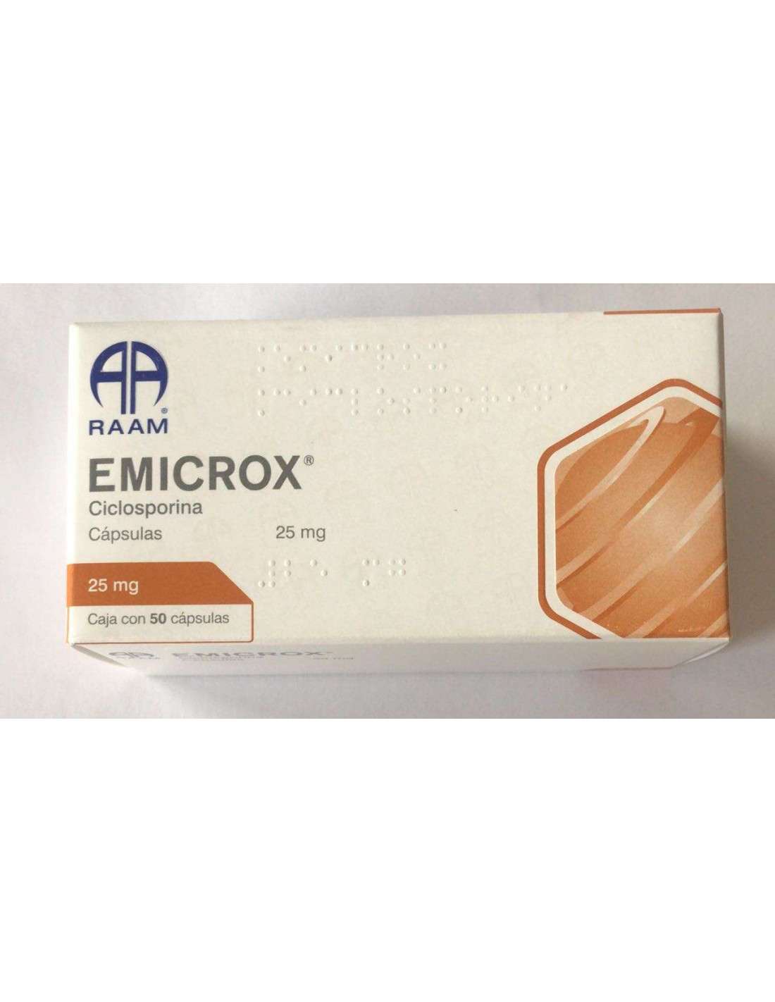 EMICROX CICLOSPORINA 25 MG CAJA CON 50 CÁPSULAS LAB. RAAM