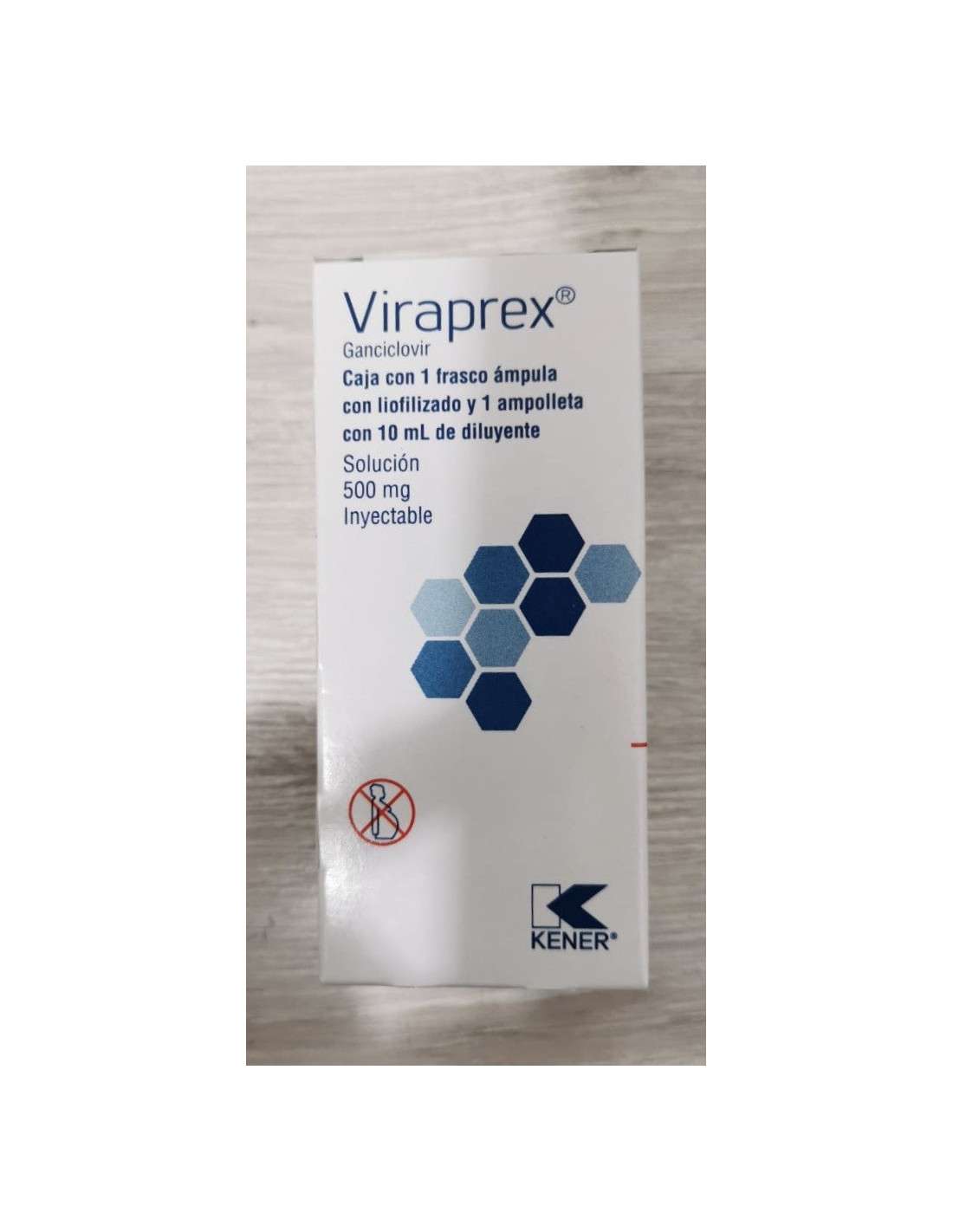 VIRAPREX (GANCICLOVIR) 500 MG / 10 ML CAJA CON 1 FRASCO ÁMPULA CON LIOFILIZADO Y DILUYENTE LAB. KENER