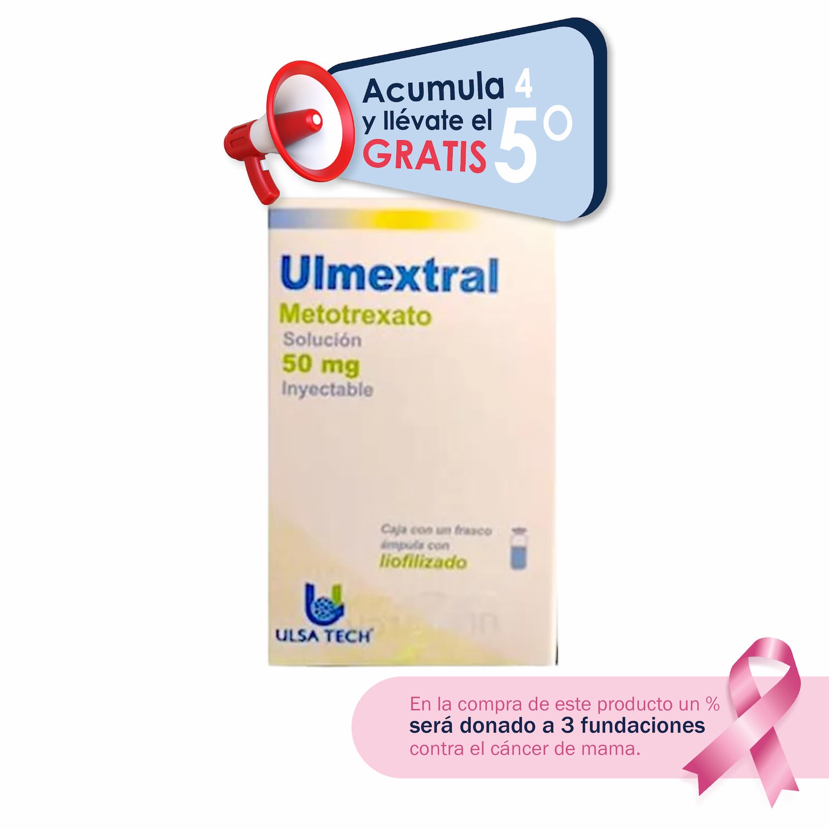 Ulmextral 50 mg Inyectable Metotrexato Solución + Diluyente Gratis