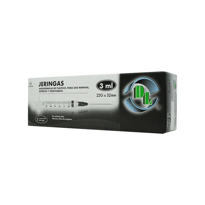 Jeringa Desechable Dl 3 Ml 22 G X 32 Mm 5 Piezas