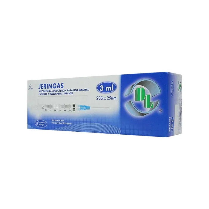 Jeringa Desechable Dl 3 Ml 23 G X 25 Mm 5 Piezas