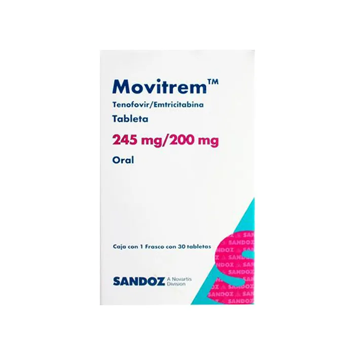 MOVITREM  EMTRICITABINA TENOFOVIR 200 MG /245 MG  CAJA 30 TABLETAS