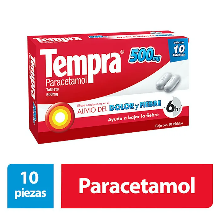  TEMPRA 500 MG ADULTOS PARACETAMOL CAJA CON 10 TABLETAS
