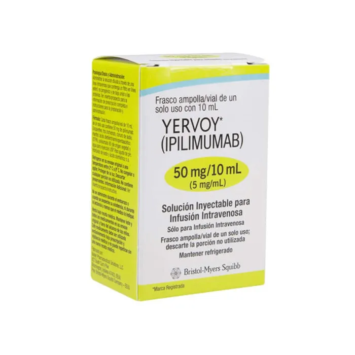 YERVOY IV IPILIMUÑAB 50 MG / 10 ML CAJA CON 1 FAM. SOL. INY. LAB. BRISTOL-MYERS SQUIBB: IV IPILIMUÑAB CON FAM. SOL. INY. LAB. BRISTOL-MYERS SQUIBB, BRISTOL. Disponible en Farmasmart. Compra en línea.