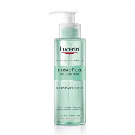 Frasco Eucerin color verde transparente dermopure oil control limpiador 200 mL