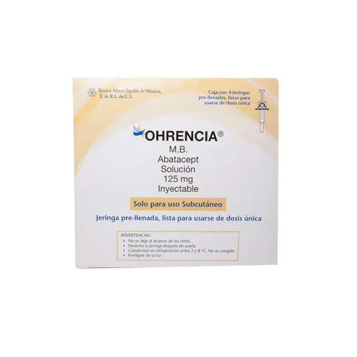 OHRENCIA ABATACEPT 125 MG / ML CAJA CON 4 JERINGAS PRELLENADAS LAB. BRISTOL MYERS SQUIBB