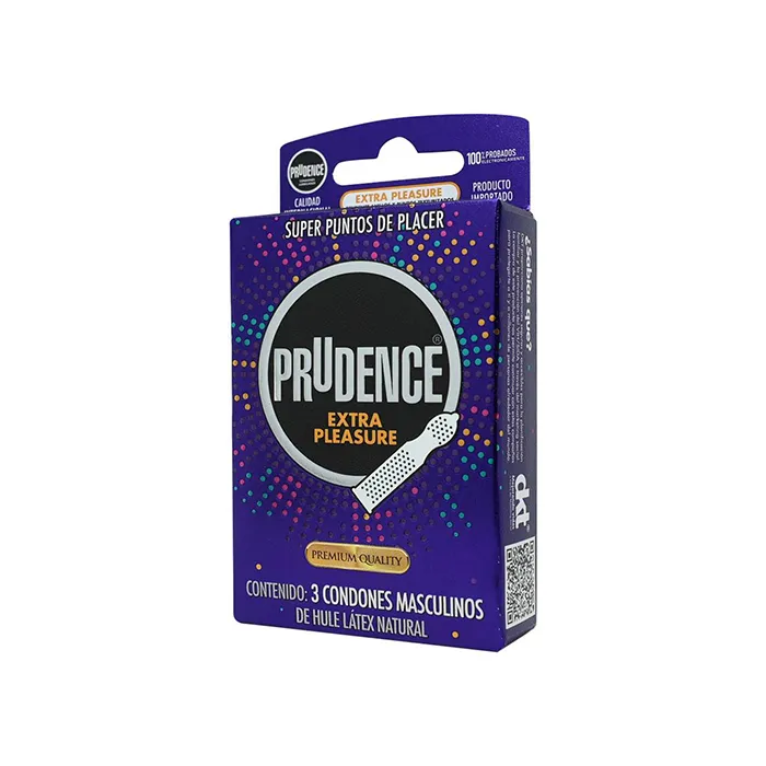 PRESERVATIVO PRUDENCE EXTRA PLEASURE 1 CAJA 3 CONDONES