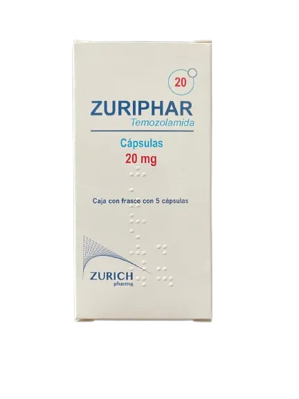 Zuriphar Temozolamida 20 mg 5 capsulas.