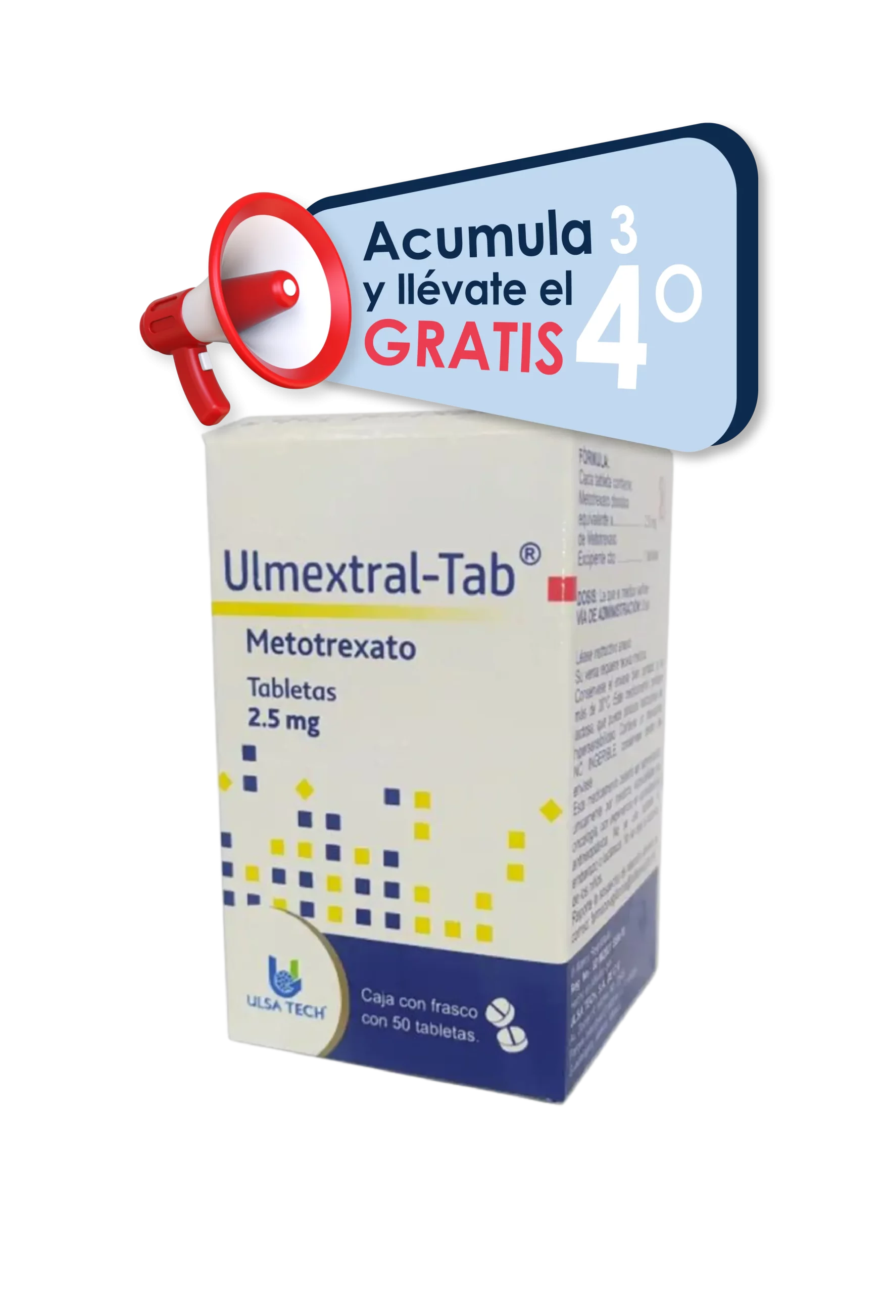 Ulmextral Tab 2.5 mg Metotrexato 50 tabletas