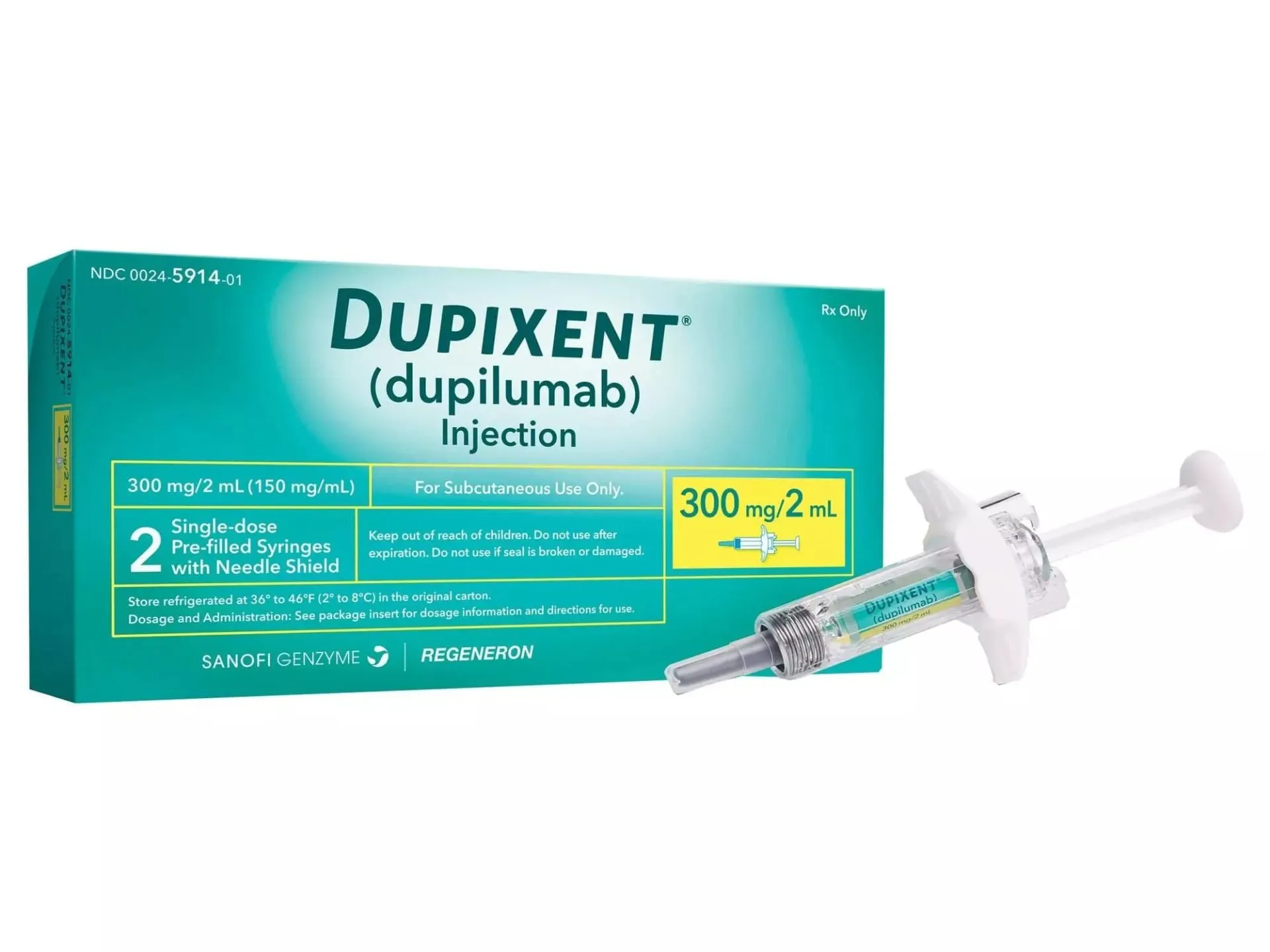 Dupixent dupilumab 300 mg 2ml con 2 jeringas de pasteur . medicamento para dermatitis atópica ,   - farmacia online farmasmart.
