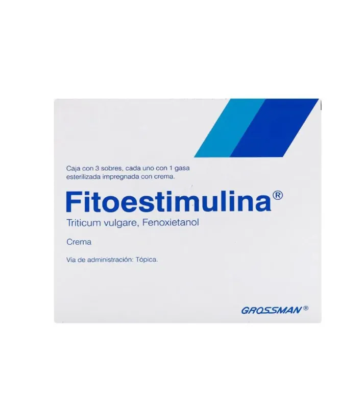 FITOESTIMULINA (TRITICUM VULGARE / FENOXIETANOL) 0.6/ 0.04 G CAJA CON 3 SOBRES, CADA UNO CON 1 GASA IMPREGNADA CON CREMA LAB. GROSSMAN