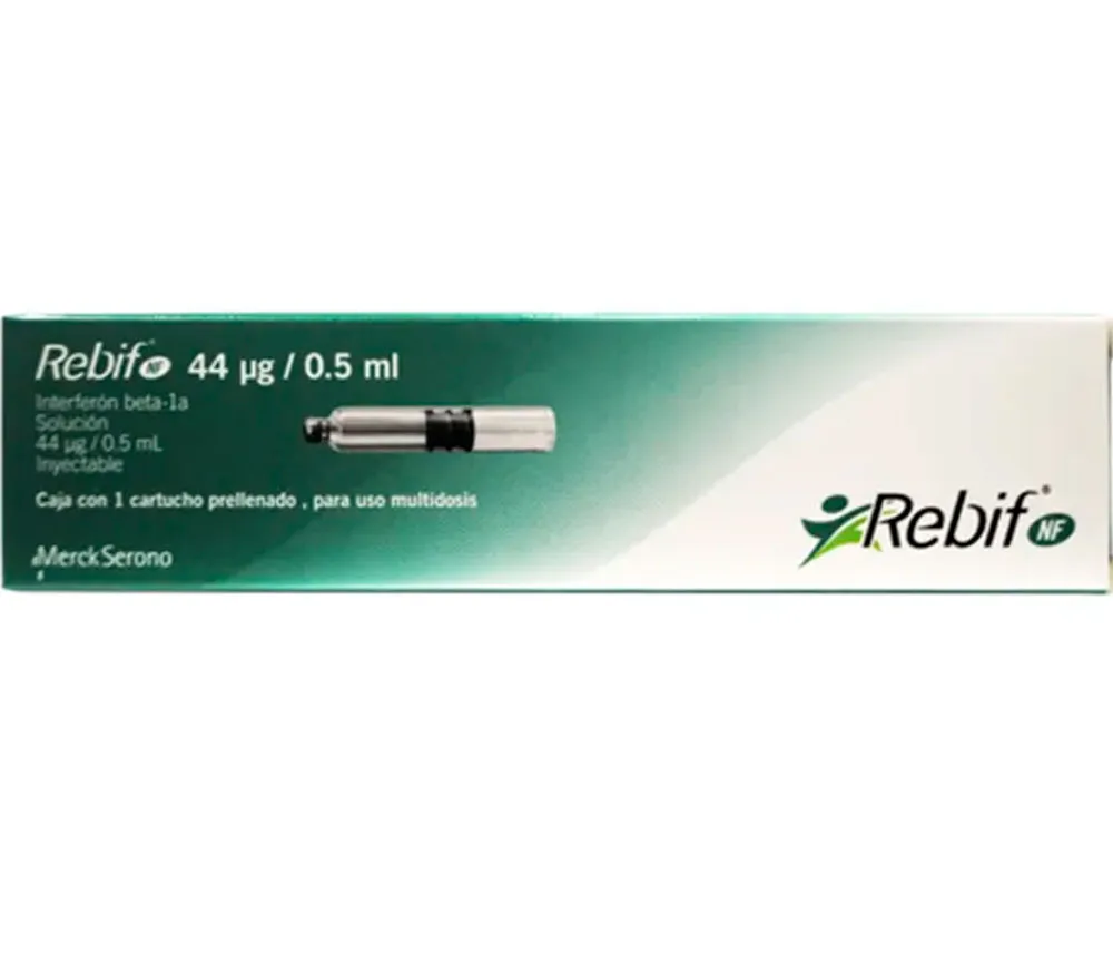 REBIF NF INTERFERÓN BETA 1A 44 MCG / 0.5 ML CAJA CON UN CARTUCHO PRELLENADO LAB. MERCK