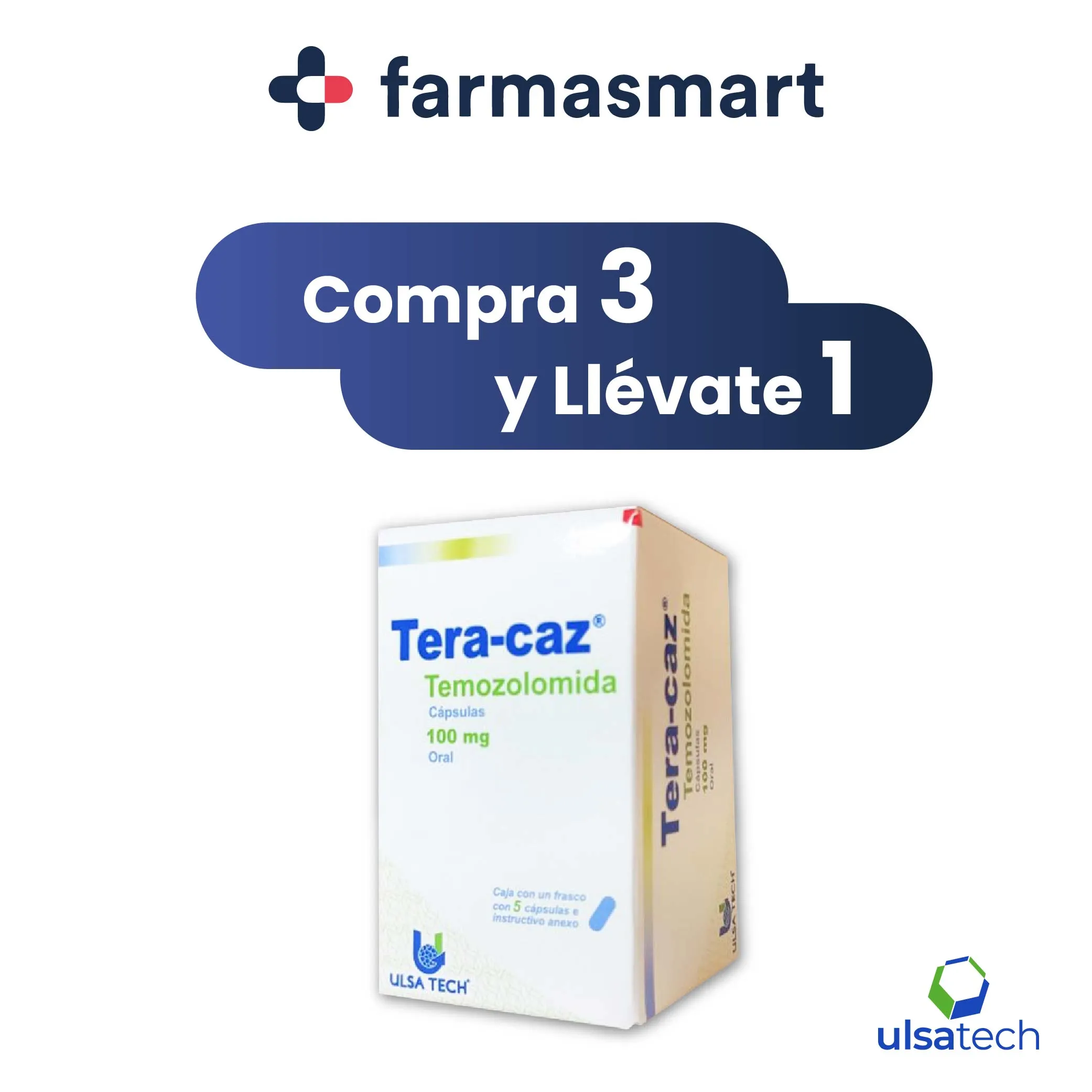 TERA-CAZ [TEMOZOLAMIOA] 100 MG FCO C/5 CAPSULAS Pack (3+1)