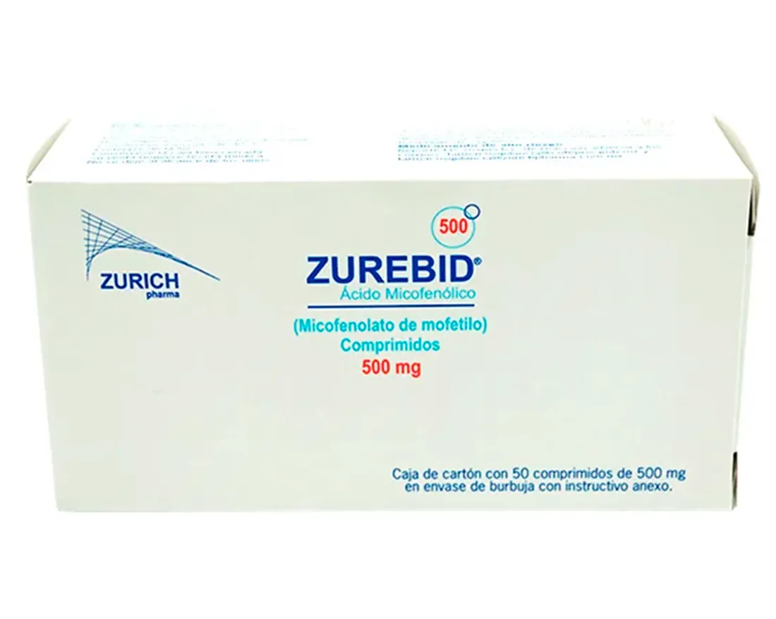 Zurebid 500 mg Micofenolato de Mofetilo 50 Comprimidos