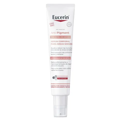 Tubo de Serum antipigmento color blanco con rojo de la marca Eucerin