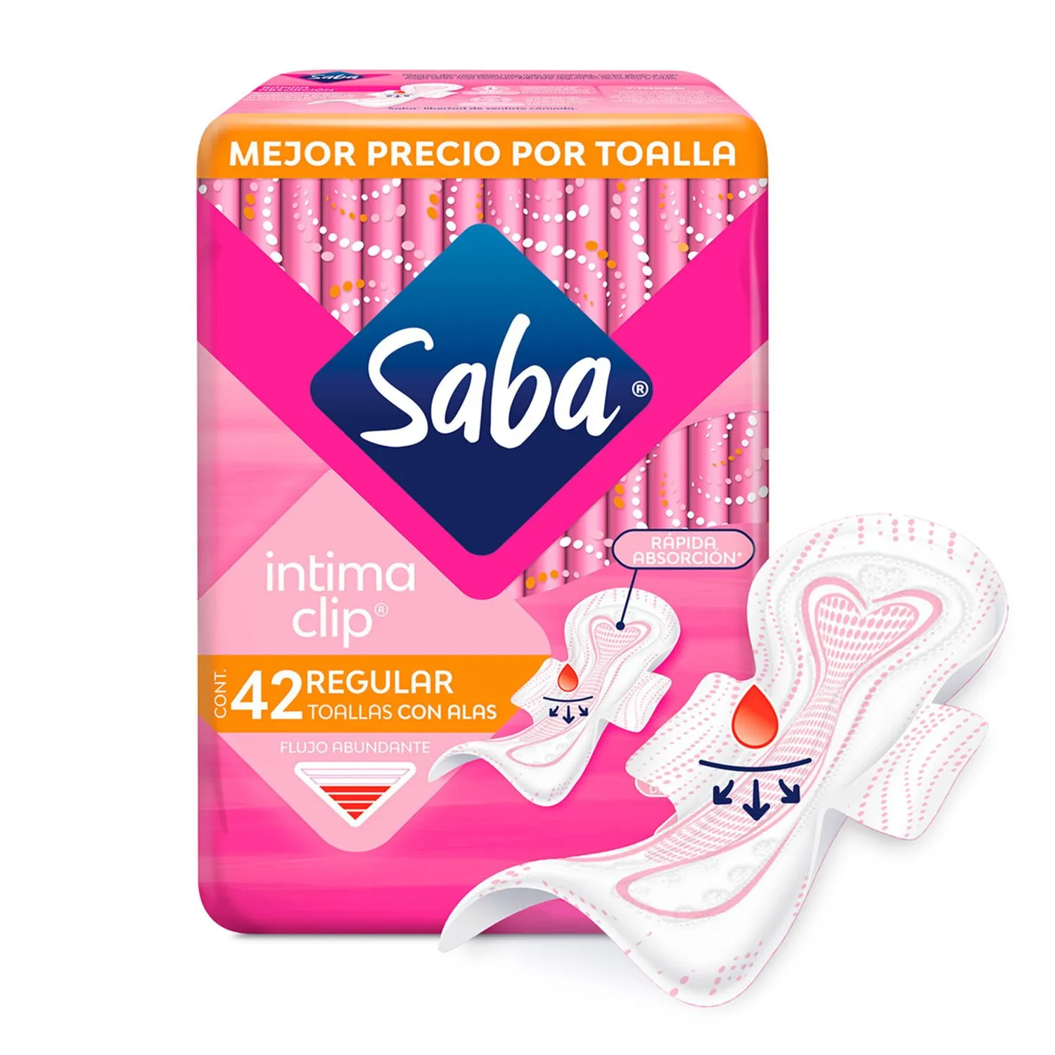 Bolsa de saba toalla femenina color rosa con naranja con 42 piezas