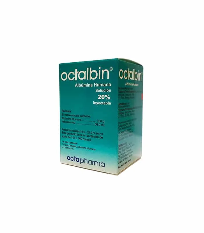 Caja verde con blanco Octabiln 20% albumina humana